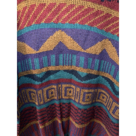 Styled By Elegant Sweater Mens Large Geometric Knit Made USA y2k grandpa Cosby - Picture 2 of 6